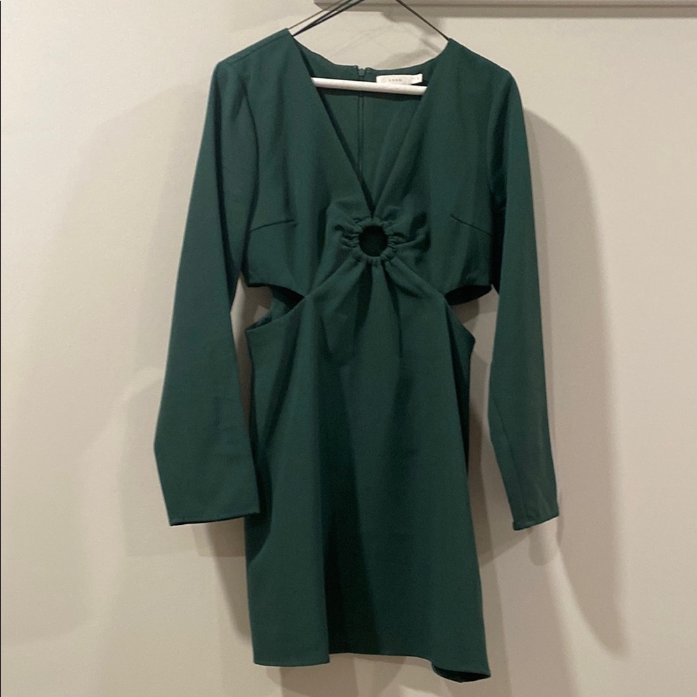 Lush Green Cut-Out Tie Front Sheath Dress
